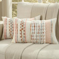 FUTEI 2 Pack Tufted Throw Pillow Covers Covers 30x50 cm,Grey Blue+Coral by FUTEI