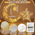 Glooglitter 2.6 ft Pre-lit Eid Mubarak Ramadan Decoration for Moon Star Light Festival Home Decorations Outdoor Lighted Night Lamp Sign with LED Light String for Home Yard Lawn Garden Pathway - Image 3