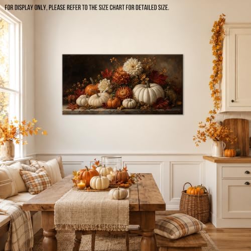 WAXWHELK Pumpkin Fall Canvas Wall Art, Autumn Thanksgiving Rustic Farmhouse Painting Pictures Artwork for Bedroom Living Room Home Decor (30"x60") - Image 3