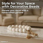 Sagebrook Home Wooden Beads Garland - Handcrafted Mango Wood & Jute Tassel - Casual Home Decor for Living Room, Bedroom, Office - 2" Whitewash - Image 2
