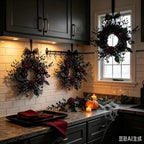 6 Pcs Gothic Black Rose Halloween Mini Candle Ring Wreaths Burgundy Red Dark Purple Rose with Black Foliage Twig Artificial Pillar Candle Holder Wreath for Spooky Dark Romantic Cabinet Table Porch - Image 5