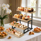 Cupcake Stand for 50 Cupcakes 4 Tiered Tray Stand for Food Cookie Wooden Dessert Display Risers for Party Wedding Buffet Stepped Risers Display Stands for Vendor Farmers Market Display, Oak - Image 3