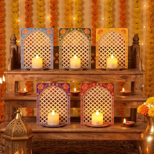 DoubleFill 30pcs Diwali Wooden Candle Holders for Wall Decor, Mandala Lotus - Image 4