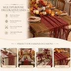 Terracotta Lace Table Runner with Floral Embroidered(3pcs 28”x118”) - Image 4