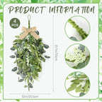 22" Eucalyptus Wreaths for Front Door 4 PCS Greenery Teardrop Swag Spring Summer Wreath with Eucalyptus Olives Leaves Mixed Berry for Farmhouse Home Porch Wall Window Festival Wedding Decor - Image 3