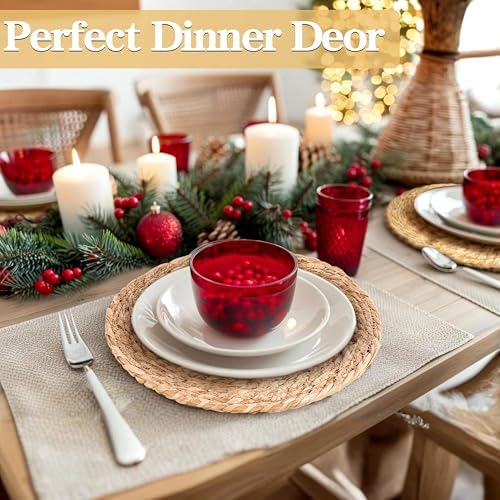 Round Woven Placemats Set of 12，12 Inch Natural Rattan Placemats Hand-Woven Water Hyacinth Placemat Farmhouse Rustic Braided Boho Wicker Table Mats for Christmas Dining Table Wedding Home (12 Inch) - Image 5