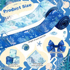 10 Rolls Summer Sea Animals Ribbons 6 Rolls 2.5" x 5 Yards Ocean Wired Edge Fabric Ribbons and 4 Rolls 10" x 10 Yards Mesh Ribbon Rolls for Wreath Craft Gift Wrapping Under the Sea Party Decoration - Image 2