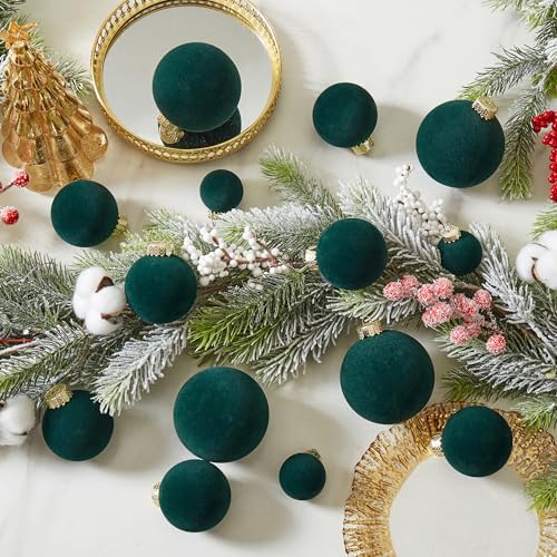 Velvet Christmas Ornaments Set 38Pcs Flocked Shatterproof Christmas Ornaments for Christmas Tree Decorations Xmas Decorative Hanging Christmas Ball Ornaments for Holiday Home Decor - Image 6