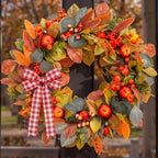 24" Fall Apple Wreath for Front Door, Eucalyptus Leaves Harvest Decor by Unknown