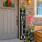 Oh Hello Porch Welcome Sign for Front Door Decor, 45"X9", Wood by Unknown