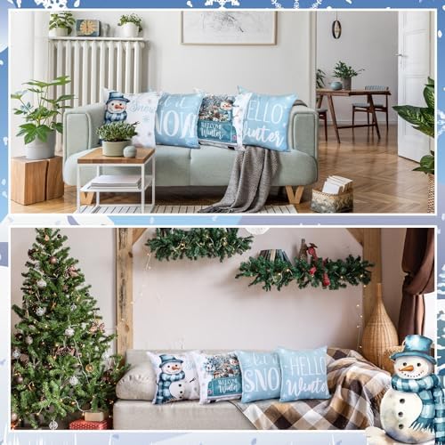 GlikCeil Set of 16 Winter Pillow Covers 18 x 18 Inch Seasonal Throw Pillow Covers Christmas Holiday Pillowcases Decorative Cushion Pillowcases for Farmhouse Home Couch Sofa Decor - Image 4
