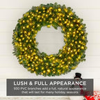 Best Choice Products 60in Large Artificial Pre-Lit Fir Christmas Wreath Holiday Accent Decoration w/ 300 LED Lights, 930 PVC Tips - Image 6