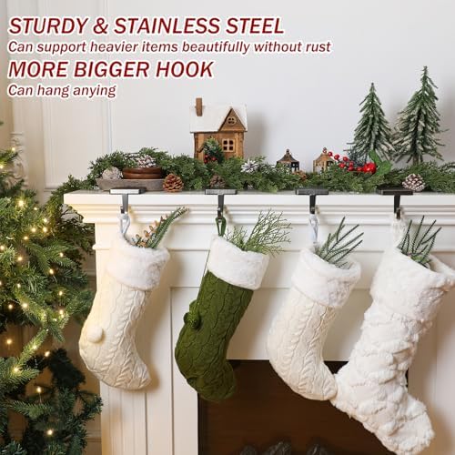 Tandefio 8 Pcs Christmas Stocking Holders for Mantle, Metallic Color - Image 3