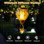 Starsoul Frog Hot Air Balloon Solar Lantern with Candle Holder Glass Outdoor Solar Hot Air Balloon Flickering Flame Lamp Hanging Garden Light Waterproof for Lawn Porch Tree Yard Decorations - Image 3