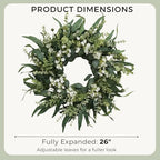 26" Eucalyptus Wreath for Front Door, Full Greenery Wreath with Baby’s Breath, Farmhouse Door Wreath, Year Round Spring Summer Wreath, Indoor Outdoor Home Decor - Image 2