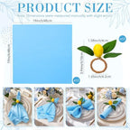 Preboun 24 Pcs Blue Cloth Napkins 19"x19" with Lemon Napkin Rings - Image 2