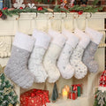 Amorita White Christmas Stockings Set of 6 - Lage Elegant Xmas Stockings with Silver Christmas Tree Snowflake Designs, Fluffy Grey and White Christmas Stockings for Holiday Party Decorations 20 inch by Unknown