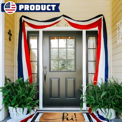 3x30Ft Patriotic Bunting 4th of July Decor Outside Red, White & Blue Stripe Bunting Banner Decor Memorial Days Veterans Day Celebration USA Bunting Outdoor Porch Garden - Image 7