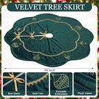 Blueweenly Dark Green Velvet Christmas Tree Skirt 48 in Vintage Tree Skirt - Image 2
