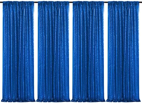 Sequin Backdrop Navy 4 Pieces 2FTx8FT Shimmer Birthday Wedding Photograph Baby Shower Decoration Backdrop Fabric by SoarDream