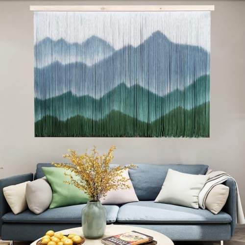 laddawan Extra Large Boho Wall Decor For Bedroom Macrame Wall Hanging Dip-Dyed Tapestry Modern Wooden Home Wall Art For Living room (Green2) by laddawan