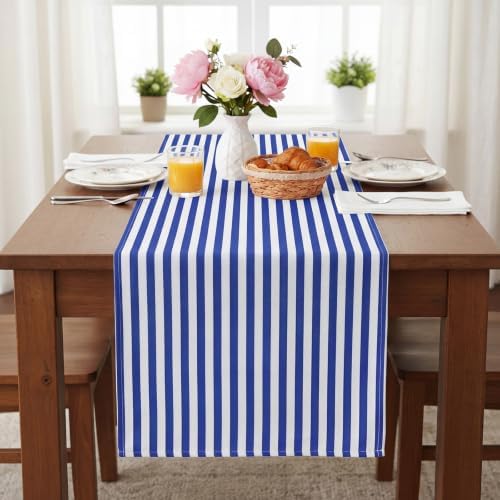 6 Pcs Navy Blue and White Stripe Table Runner, 13 x 72 Inch - Image 6
