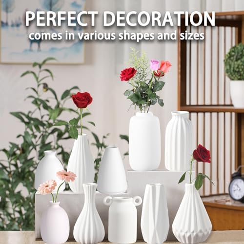 5'' White Ceramic Bud Vases Set of 20,Small Vases in Bulk for Flowers,Mini Vases for Centerpieces,Modern for Floral and Pampas Grass,Boho for Wedding,Party,Table Home Decor - Image 3
