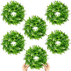 6 Pcs Christmas Boxwood Wreath Artificial 10 Inch Green Leaves for Front Door Cabinets Wreath Indoor Outdoor Wall Decor Christmas Wall Home Kitchen Decoration by Gosodeny