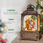 Christmas Snow Globes Lantern with Music, Jesus Christ Nativity Scene Snow Globe with Swirling Glitter Effects, USB/Battery Powered with 6-Hour Timer, Christmas Decorations - Image 3