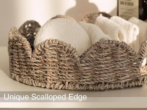 StorageWorks Wicker Scalloped Tray, Decorative Woven Tray for Coffee Table - Image 4