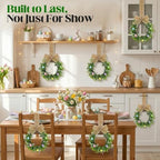 9'' Easter Wreaths for Front Door, 2026 Upgraded Small Easter Wreath, Easter Wreath for Kitchen Cabinets Window, Mini Spring Artificial Spring -Green Decor for Home, Farmhouse (3PCS) - Image 4