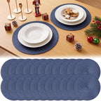 Buryeah 24 Pieces 13 Inch Christmas Round Placemats Circle Woven Place Mats Boho Decor Dining Table Mats Table Scape Hosting Friends for Wedding Birthday Dinner Parties (Fog Blue) by Buryeah