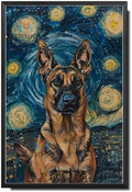 Metal Sign Vintage Tin Sign Belgian Malinois Starry Night Guardian Watchful Malinois in Sky for Home Security Spaces and Seasonal Displays Rustproof Aluminum 8×12 Inches with Metal Frame by YmyooForTinSign