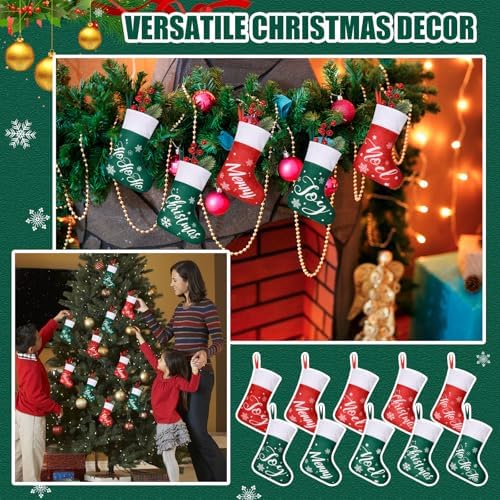 HooLing 50 Pcs 7 Inch Mini Christmas Stockings Bulk, Green, Basic - Image 4