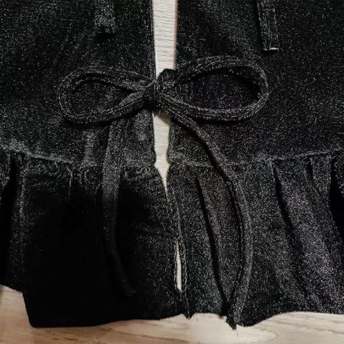 60 Inch Large Christmas Tree Skirt, Black Velvet with Ruffled Edge for Big Trees Decorations for Home Party Festival - Image 5