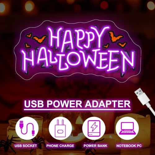 Happy Halloween Neon Sign, Purple LED Wall Light 16.7x8.3 Inch - Image 4