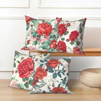 Red Rose Throw Pillow Cover 24''x24'' Set of 4, Spring Colorful Flowers Cushion Cover Rustic Blooming Floral Pillowcase for Couch Sofa Home Bedroom Farmhouse Livingroom Patio Car Outdoor - Image 5