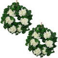 22" Hydrangea Wreath for Front Door – All-Season Wedding Décor with Lamb’s Ear Leaves & Hydrangea Blooms – Spring/Summer Farmhouse Style, Perfect Year-Round Decoration (White Hydrangea, Large) by QIANYUN