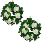 22" Hydrangea Wreath for Front Door – All-Season Wedding Décor with Lamb’s Ear Leaves & Hydrangea Blooms – Spring/Summer Farmhouse Style, Perfect Year-Round Decoration (White Hydrangea, Large) by QIANYUN
