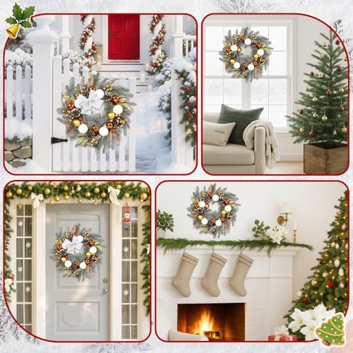 Christmas Wreaths for Front Door Decor Flower, 20" Winter Berries - Image 5