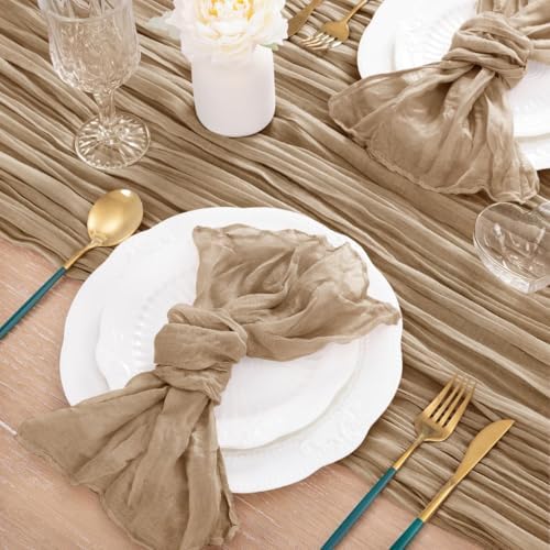 Nude Cheesecloth Table Runner Neutral Boho Fall Runner for Table, 12 Pack - Image 6