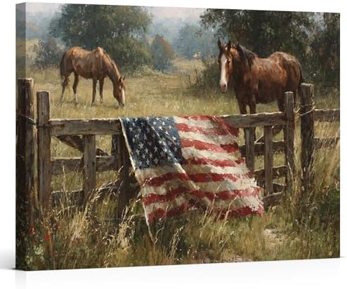ZERILYN Ship Next Day – Patriotic Canvas Wall Art, American Flag Pictures, Farmhouse Canvas Prints, Rustic Wall Decor, Americana Living Room Artwork, Large Canvas Prints, Made in USA by ZERILYN