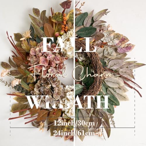 24 Inch Hydrangea Fall Wreaths for Front Door, Fall Decor for Home - Image 5