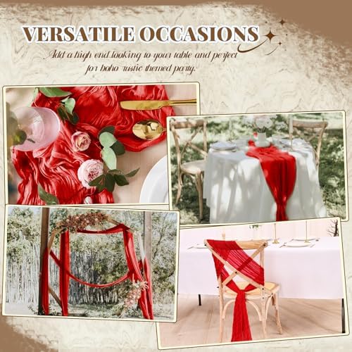 20 Pack Red Cheesecloth Table Runner Long,21.5 x 120 Inch - Image 2