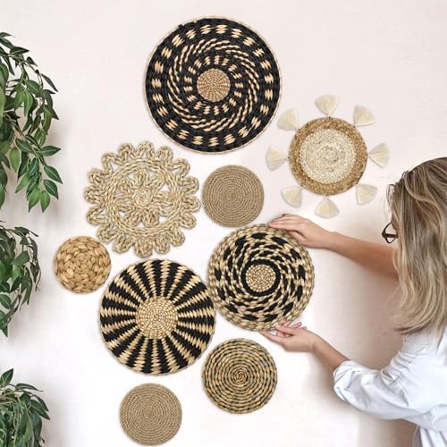 LOMOHOO Set of 9 Boho Wall Basket Decor Wicker Woven Wall Basket Decoration - Image 5