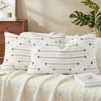 Mecatny Boho Outdoor Throw Pillow Covers 12x20 Set of 2 Beige & Grey by Mecatny