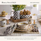 MACKENZIE-CHILDS Metal and Bead Napkin-Ring Set, Bee - Image 3