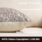 Amor Virisso Floral Throw Pillow Covers 12 x 20 Set of 2 Vintage Block Print Pillow Covers Decorative Pillow Covers Couch Pillows for Living Room Farmhouse Accent Sofa Pillows, Red/Sand - Image 2