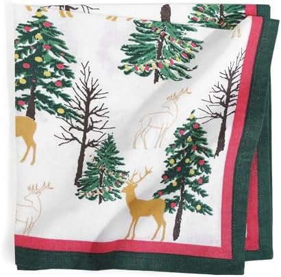 FINGERCRAFT Cloth Napkins Set of 12 Cotton Linen, 20x20 Inch, Jingle - Image 5
