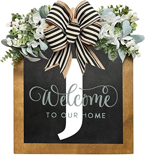 16'' Personalized Last Name Welcome Sign, Door Wreaths for Front Door Outside, Spring Wreath for Front Door Decor, Farmhouse New Home Gifts for Home (J) by Jxueych